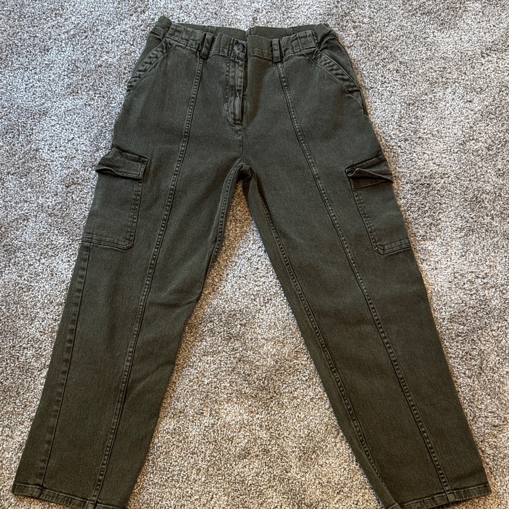 Treasure & Bond Women's Dark Green Cargo Jeans